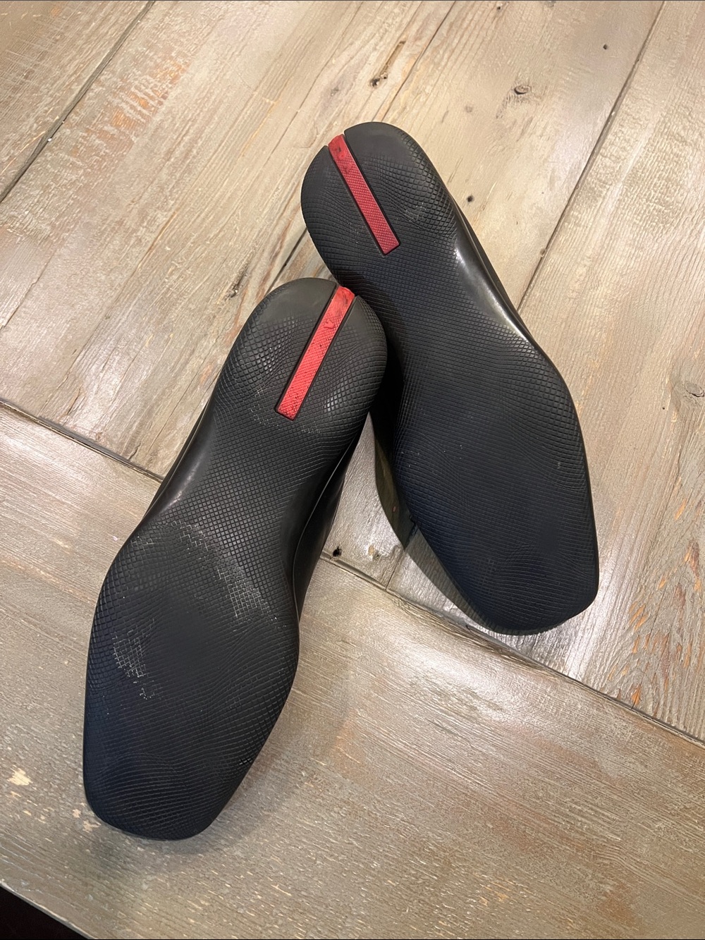 Prada Black Leather Square-Toe Slip-Ons - Picture 4 of 5